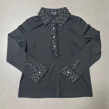 BIKI 비즈 장식 블랙 긴팔 울 100% 니트