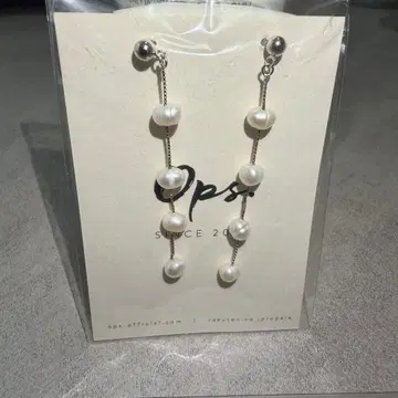 Ops. 펄 체인 귀걸이 미사용 실버 925 수납 가방 포함