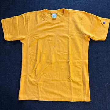 자수 택 Reverse Weave XL 머스타드색 겨자색 티셔츠