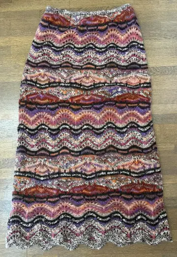 MISSONI 니트 롱 스커트 멀티 컬러 파도 패턴 올 패턴 44