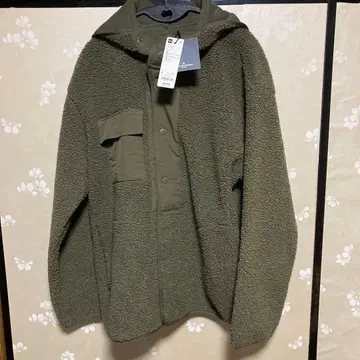 GU 엔지니어드 가먼츠 보아 플리스 스냅 후드티 57 올리브 L 사이즈