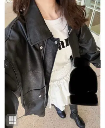 GRL 블랙 합성 피혁 자켓 F 사이즈