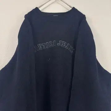 NAUTICA 플리스 로고 롱T 네이비