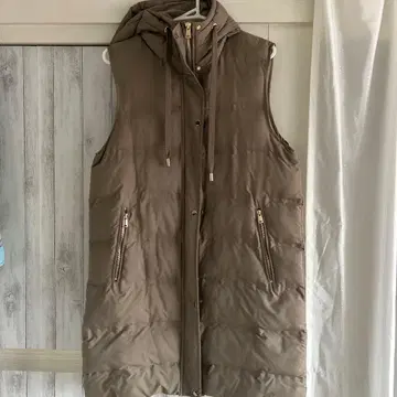 ZARA 후드 부착 롱 다운 베스트