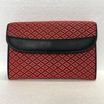 [ F ] 미사용품 인덴야 꽃무늬 장지갑 빨간색 여성용