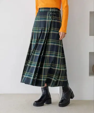 niko and - 트윌 퀼트 체크 스커트 그린
