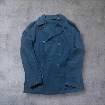 다크 블루 코튼 피 코트