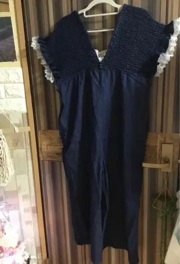 V넥 데님풍 살로펫