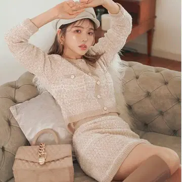 [ 당일 발송 ] Darich 트위드 니트 셋업