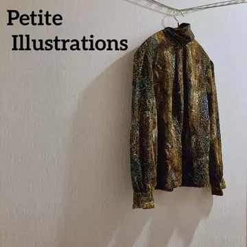 Petite Illustrations 레오파드 무늬 긴팔 하이넥 셔츠