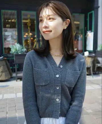 로브 블랑 바스켓 니트 가디건