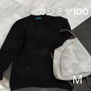 캐시미어 100% 니트 포켓 부착 블랙 M 튜닉