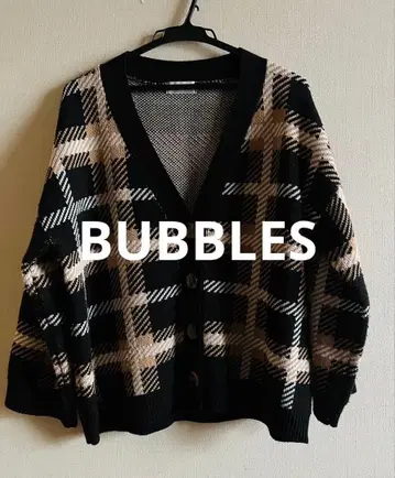 BUBBLES 체크 긴팔 가디건