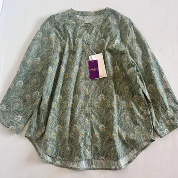 새상품 택 포함 ALPHA CUBIC 리버티 밴드 카라 셔츠 긴팔 그린