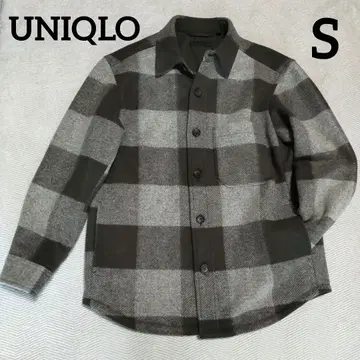 극상 UNIQLO 유니클로 체크 무늬 셔츠 자켓 브라운/그레이 S