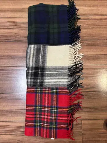 트위드밀 3색 체크 무늬 스톨