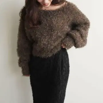 COCODEAL 팬시 페더 니트/모카