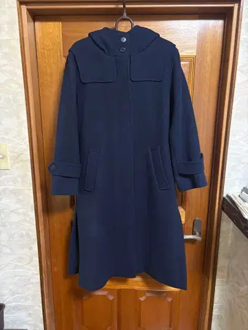 SLOBE IENA 슬로브 이에나 네이비 후디드 롱 코트