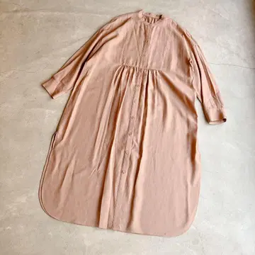 ANAYI/아나이 롱 셔츠 원피스 핑크 베이지