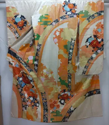 순수 실크 끈 그림 눈꽃 무늬 자수 꽃 후리소데 ( 903 )