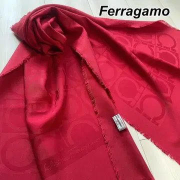 Ferragamo 간치니 빨간색 스톨 머플러 실크 울 페라가모