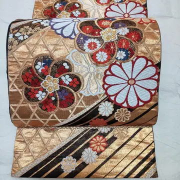 순수 실크 카고메 봄/가을 꽃 짜임 후쿠로 오비 (905)