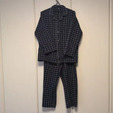 남성용 파자마 4L 사이즈 겨울 상품 네이비 컬러 체크 무늬 시마무라