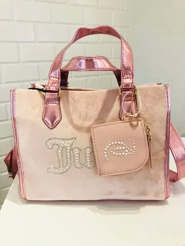 쥬시 꾸뛰르 핑크 메탈릭 벨로아 백 juicy couture