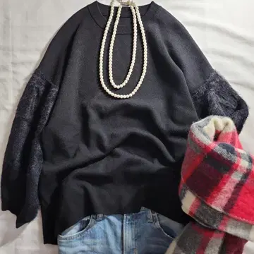 새상품급 스픽 앤 스팬 울 혼방 니트 스웨터 코쿤 소매