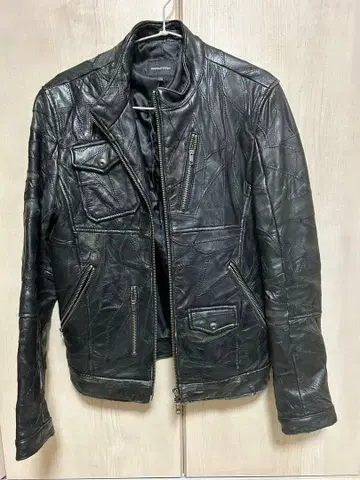 남성용 비기 래틀랩 라이더 자켓 블랙 양가죽 M 사이즈