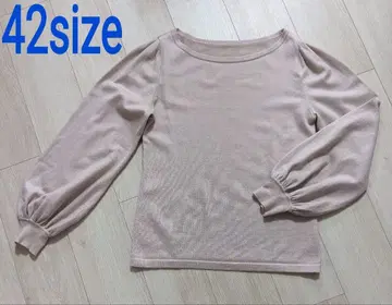 새상품급 FOXEY 크림 퍼프 스웨터 캐시미어 실크 42 벌룬 소매