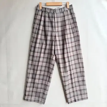 일본제 구제 의류 DOMON 여성용 투 턱 체크 팬츠 아이비 S