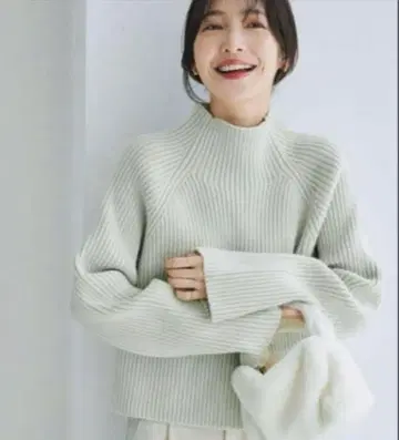 새상품 베이스먼트 온라인 리브 편직 민트 그린 니트