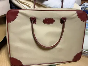 베이지 캔버스 가죽 토트백 + 케이스