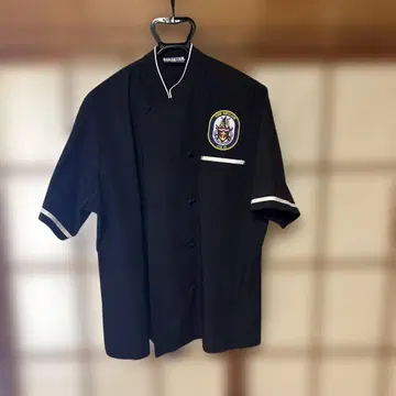 미군 방출품 정품 요코스카 해군 기지 주방복 반팔 셔츠 L 사이즈 블랙