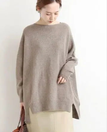 새상품급 이에나 IENA 크루 와이드 풀오버 브라운 베이지