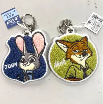 키링 주토피아 2개 주디 닉 사가 자수 와펜 디즈니