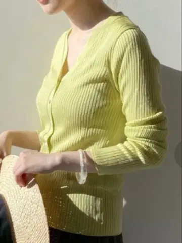 이에나 리브 V넥 가디건