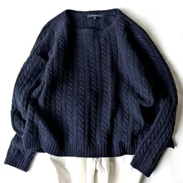 MACPHEE 투모로우랜드 울 캐시미어 케이블 짜임 니트