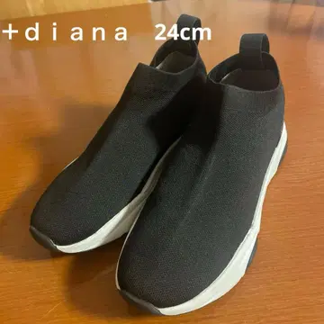 플러스 다이애나 24cm 니트 삭스 스니커즈 미드컷 블랙