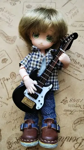 배송비 포함 1/12 인형 사이즈 기타/블랙(8cm) 악기