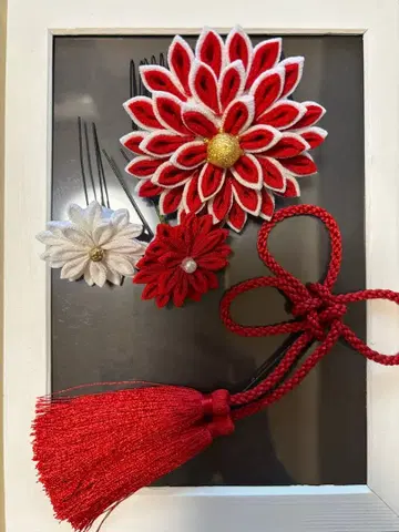 츠마미자이쿠 머리 장식 & 태슬 세트