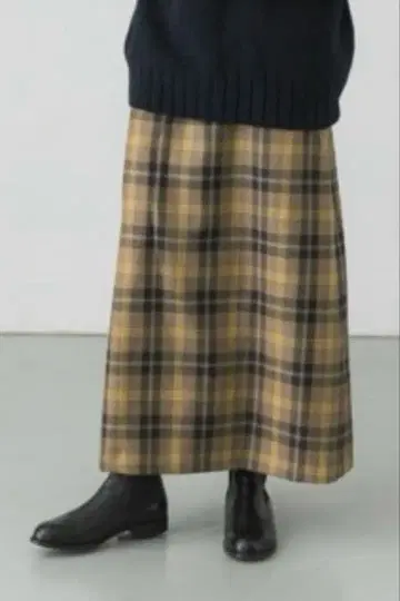 kagure 카구레 타탄 체크 스트레이트 스커트 롱 스커트