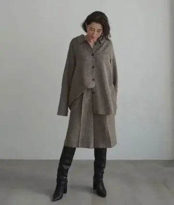 etre tokyo 논울 트위드 셔츠 자켓 커버올