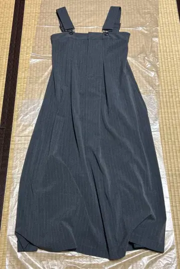 [ Mystrada ] 서스펜더 부착 스커트 36 그레이 스트라이프