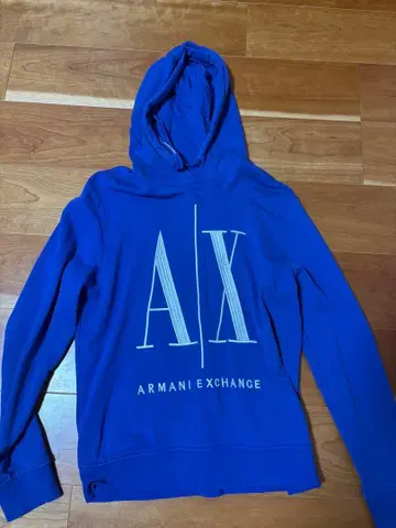 Armani Exchange 후드 부착 후드티 파랑