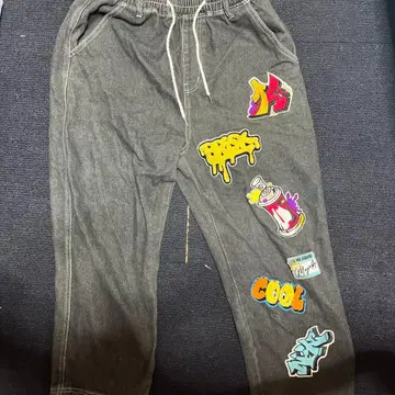 그레이 그래픽 프린트 워크 팬츠