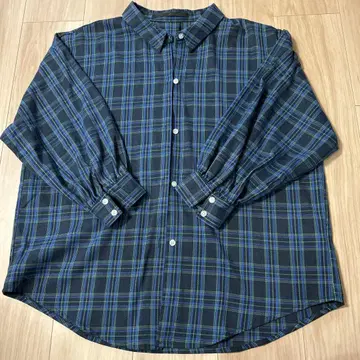 URBAN RESEARCH KBF 체크 무늬 긴팔 셔츠 네이비 그린