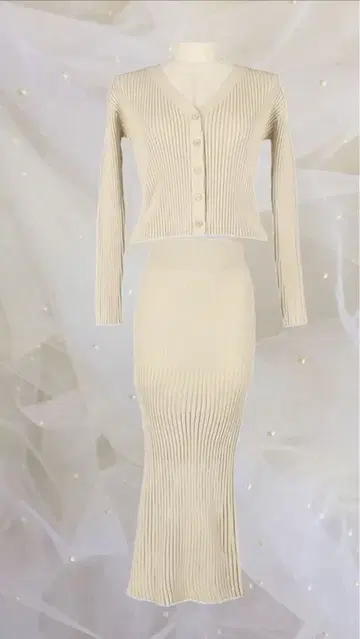 coca 멜란지 니트 가디건 멜란지 니트 스커트 세트