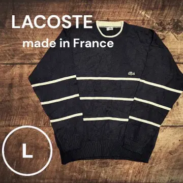 라코스테 프랑스제 니트 스웨터 자수 로고 보더